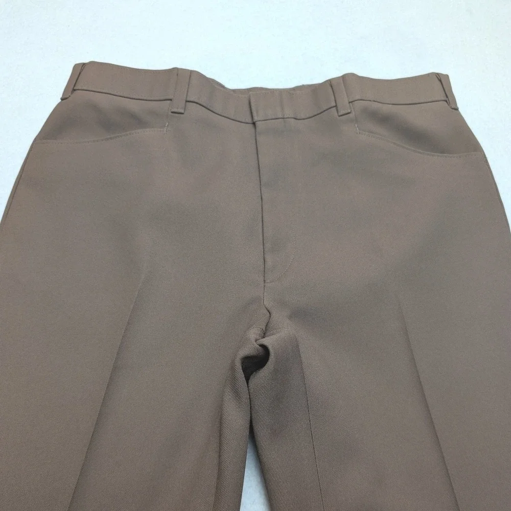 Vintage 70s 80s Levis Action Slacks Mens 35x33 Taupe Brown Straight Leg Trousers
